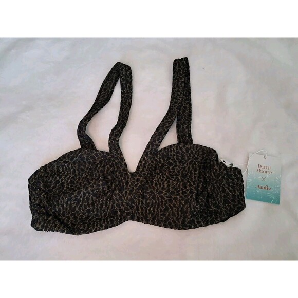 Andie x Demi Moore Monaco Swim Top Black Gold Floral Jacquard Size M The - Picture 4 of 10